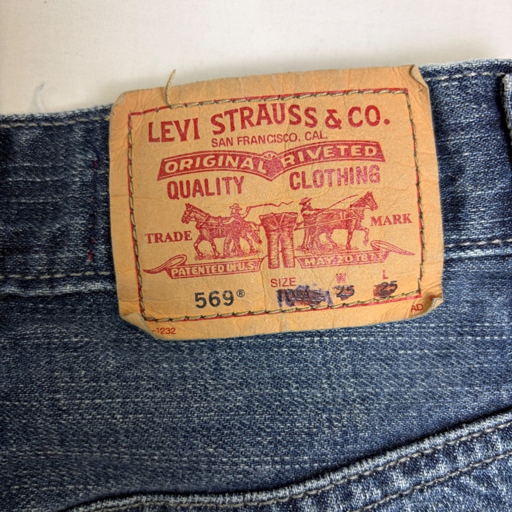 Levis 569 Loose Straight Kids Jeans Blue Denim 10 Slim 23x25 Medium Wash Relaxed - Picture 6 of 11